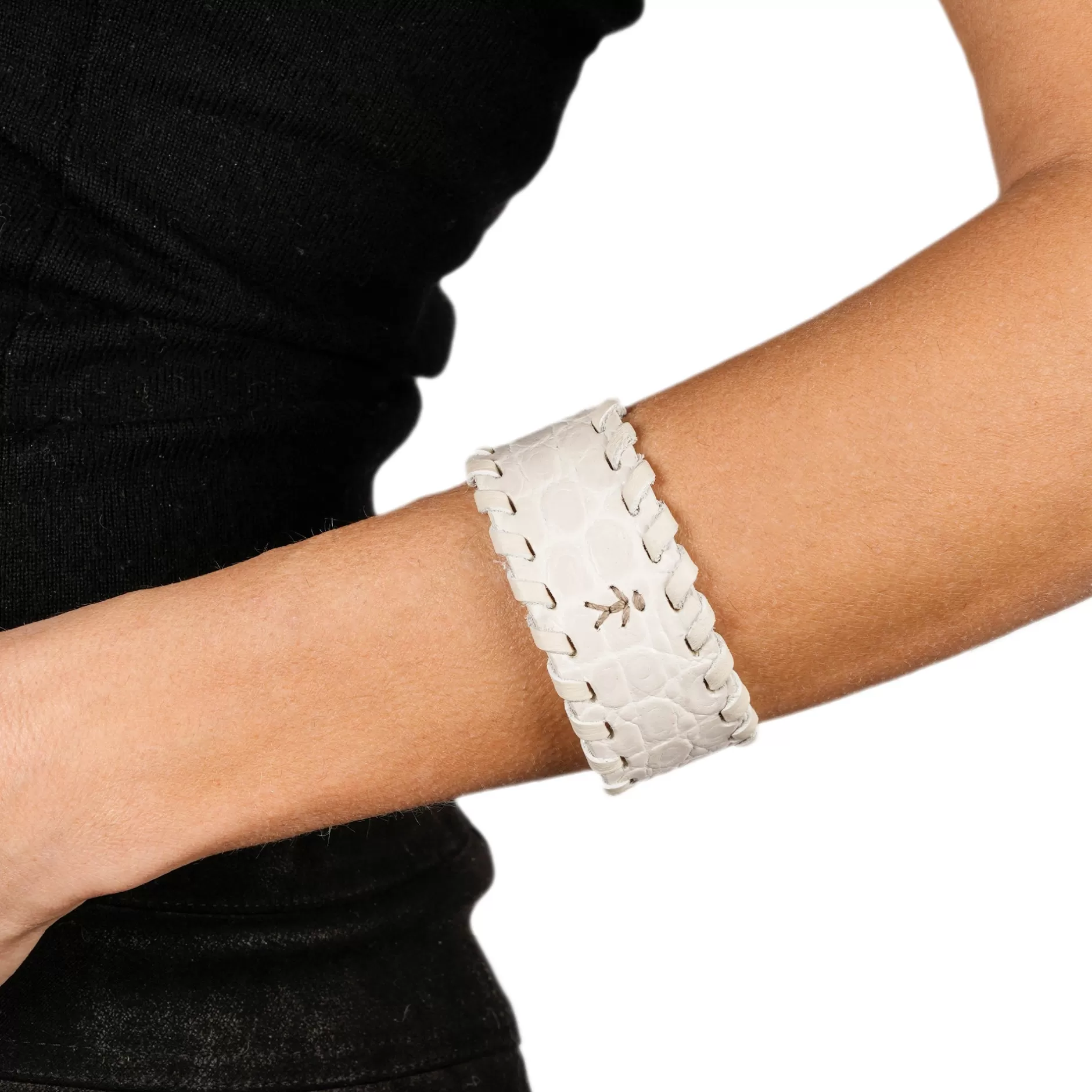 Hot Bracelet Animal Printed Crocodile Chalk White Leather Jewelry