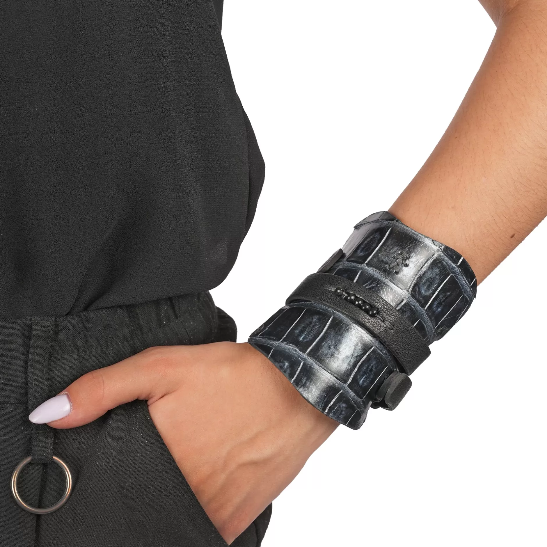 Outlet Bracelet Avatar Crocodile Silver Leather Jewelry