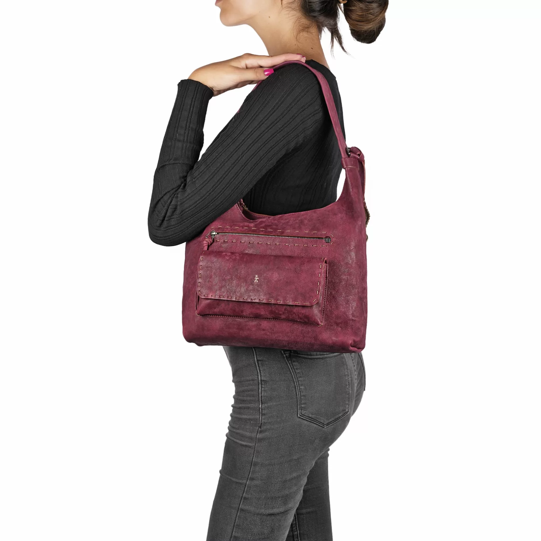 Fashion Canotta Pocket Zip S Grattato Burgundy Bags