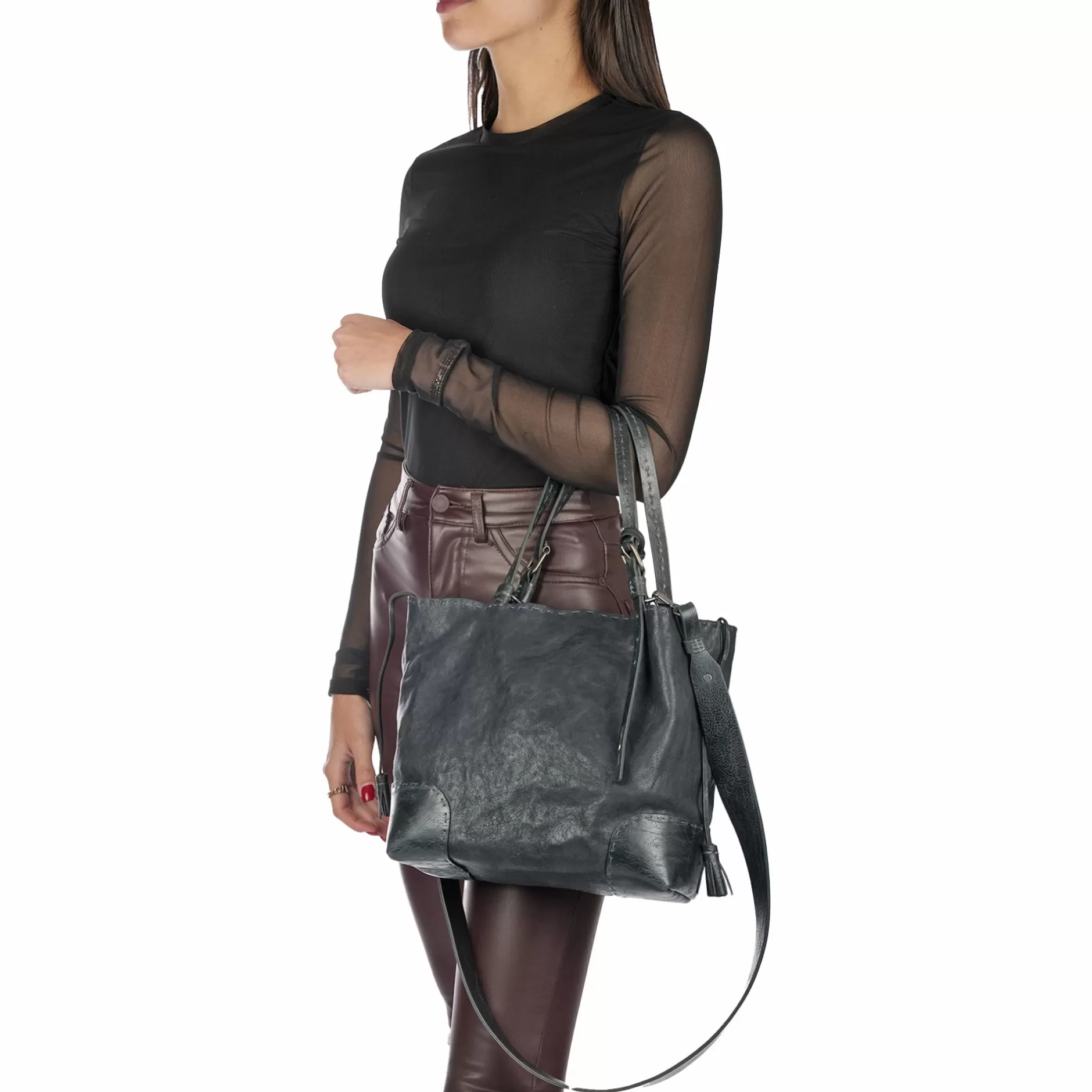 Hot Daria Angoli M Vegetal Wash Dark Grey Bags