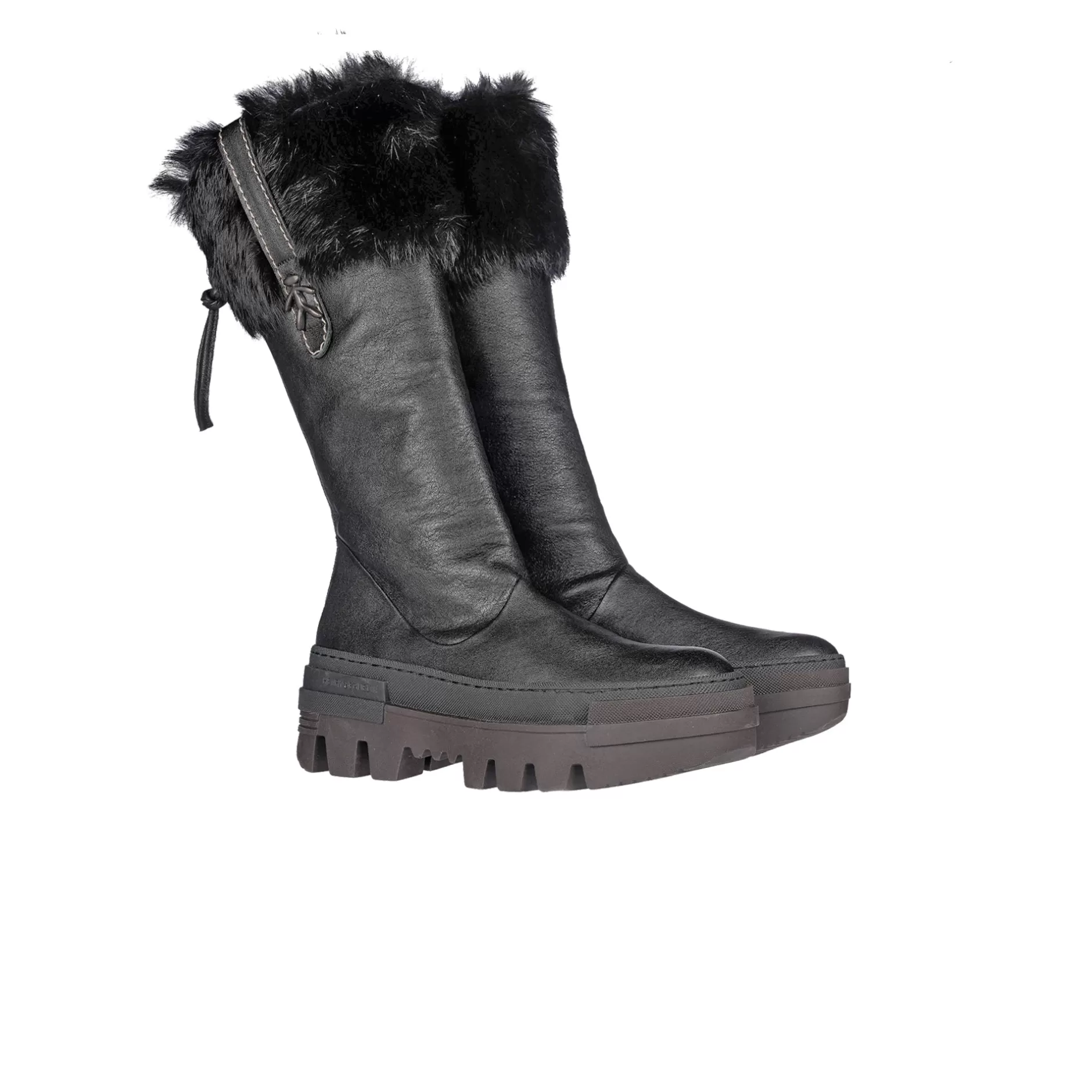 Shop Fur Collar Boot Messico Black Shoes