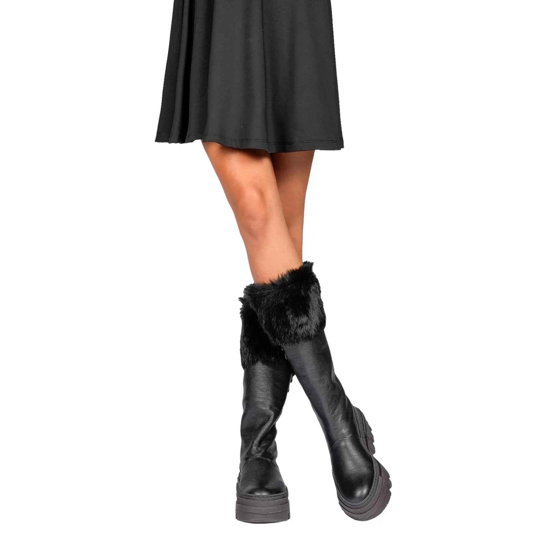 Shop Fur Collar Boot Messico Black Shoes
