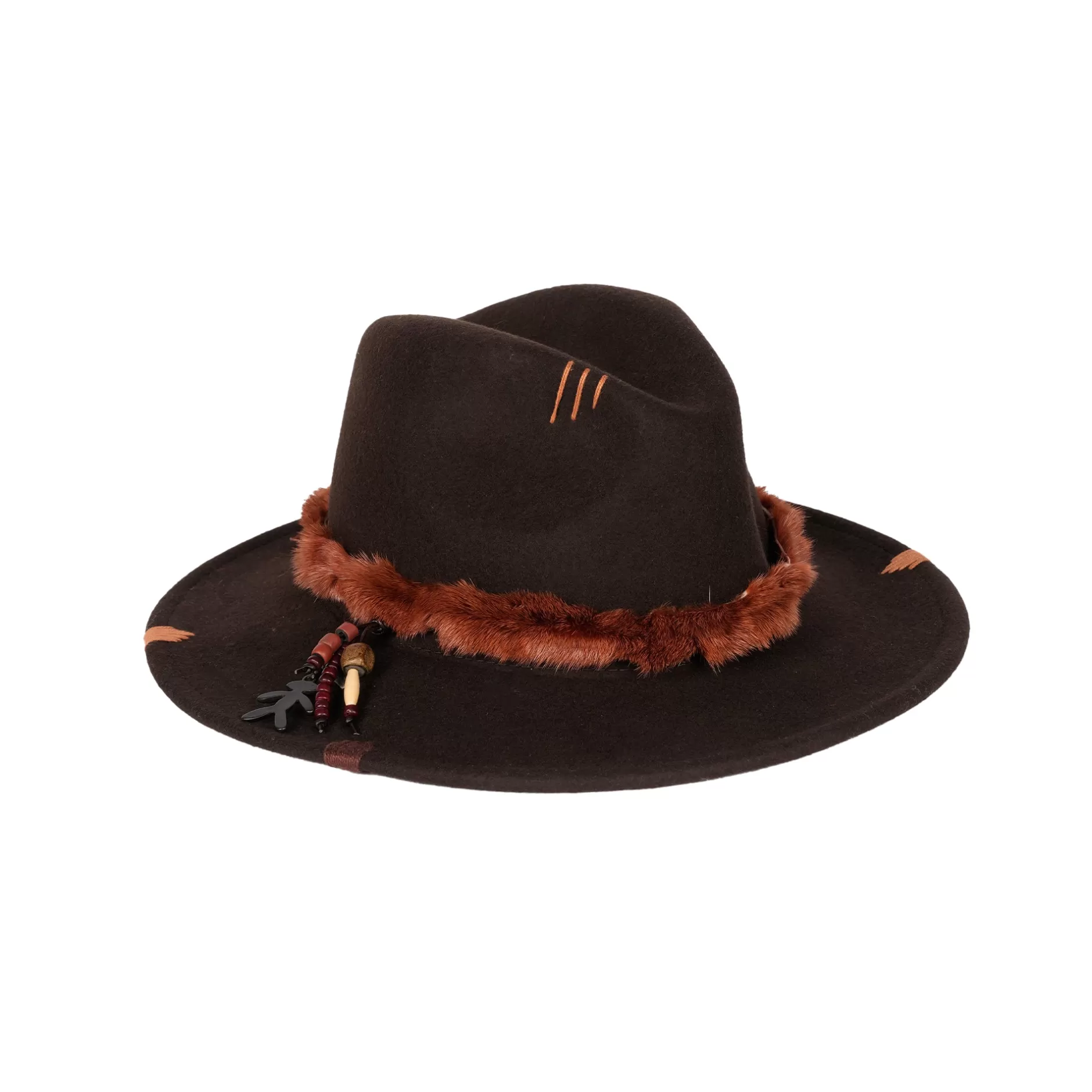 Outlet Fur Hat Wool Dark Brown Hats