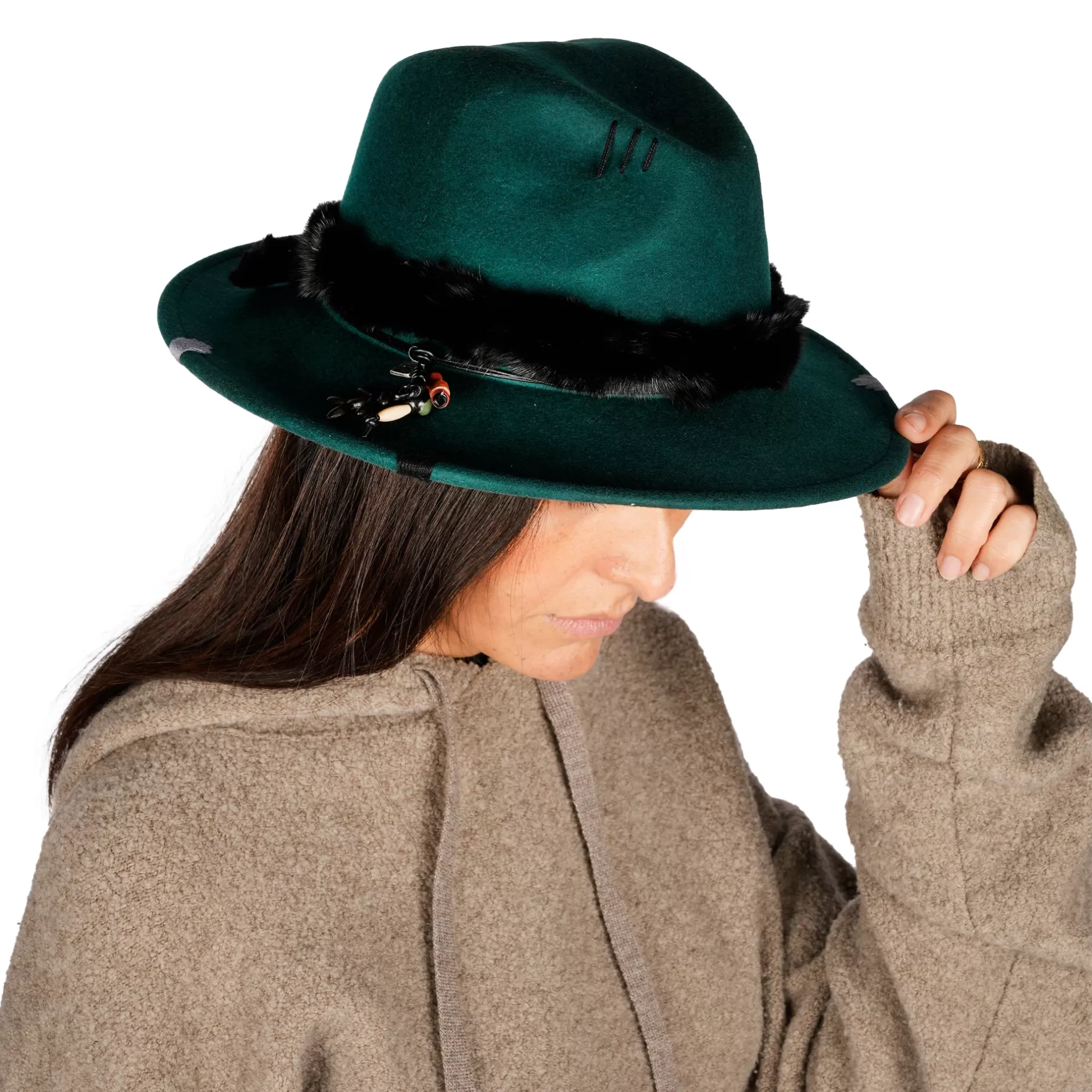 Cheap Fur Hat Wool Dark Teal Hats