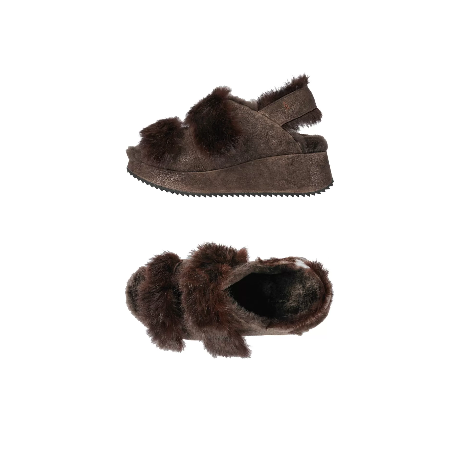 Online Fur Sandal Grattato Dark Brown Shoes