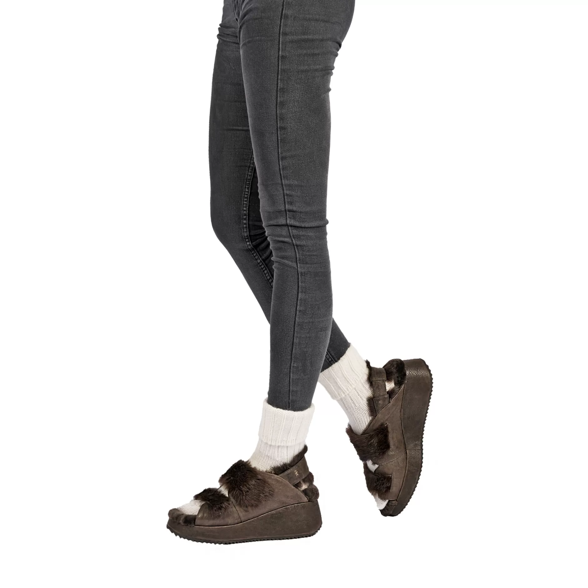 Online Fur Sandal Grattato Dark Brown Shoes