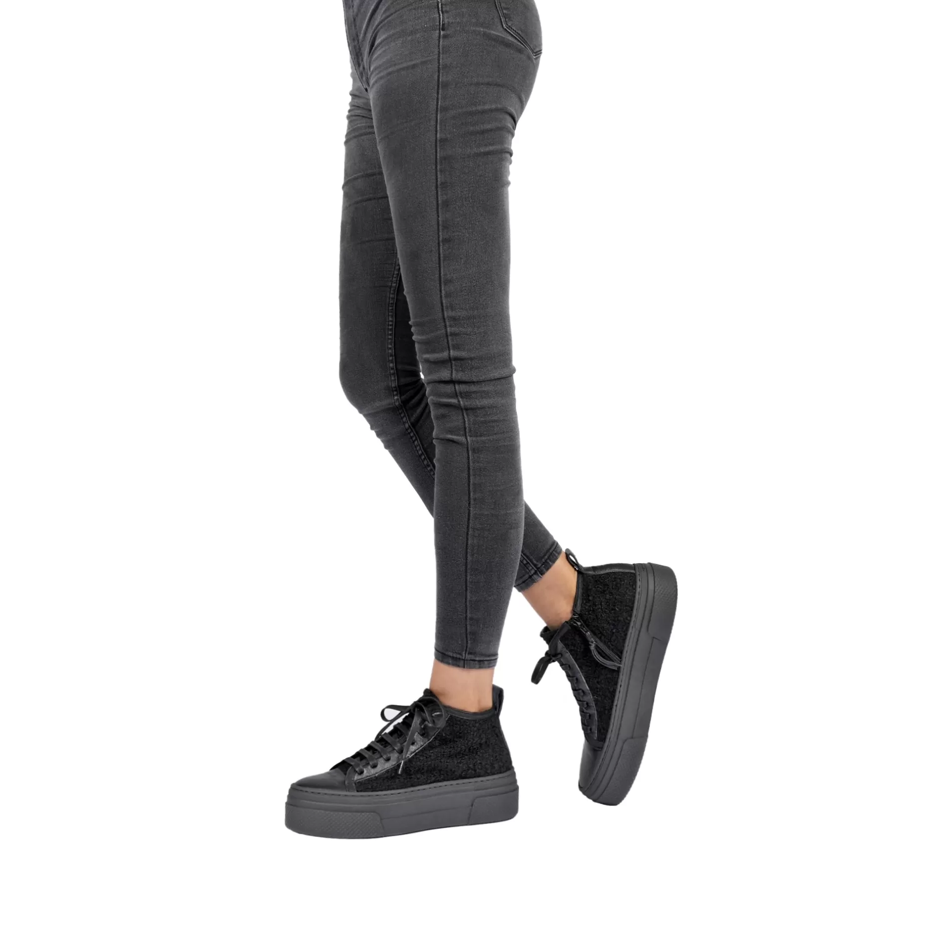 Store High Wool Sneaker Boucle Black Shoes