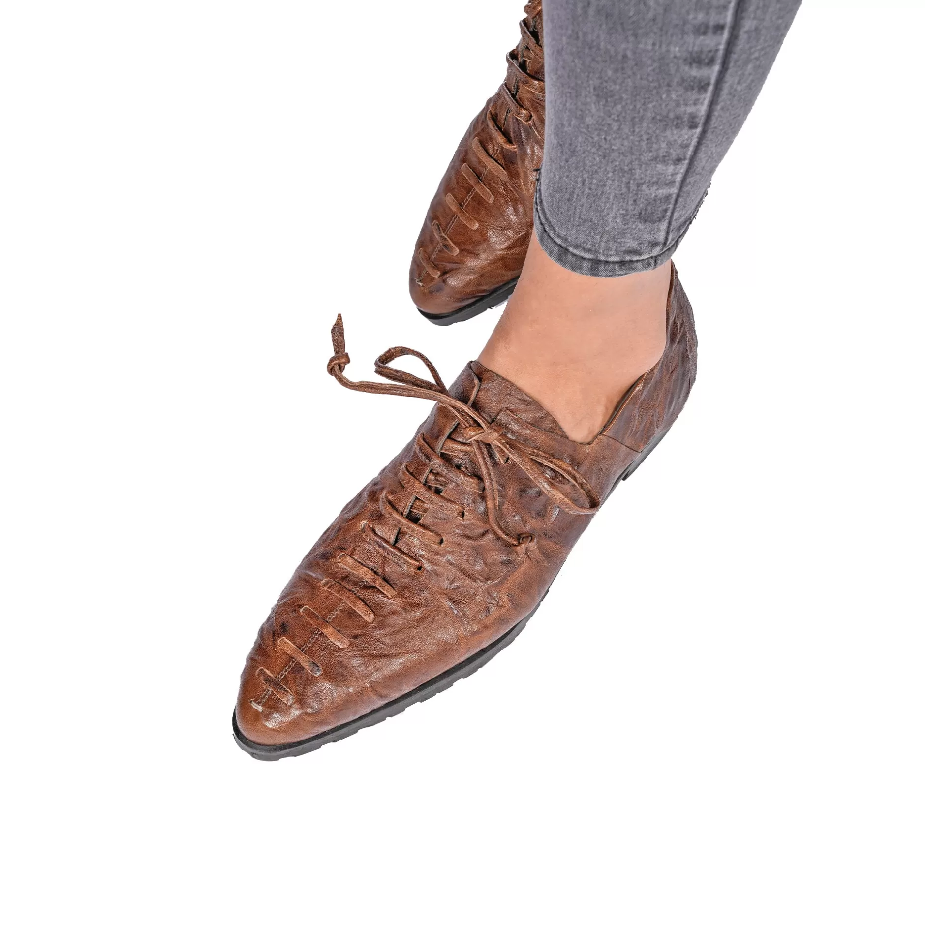 Online Lace-Up Loafer Stropicciato Brown Shoes