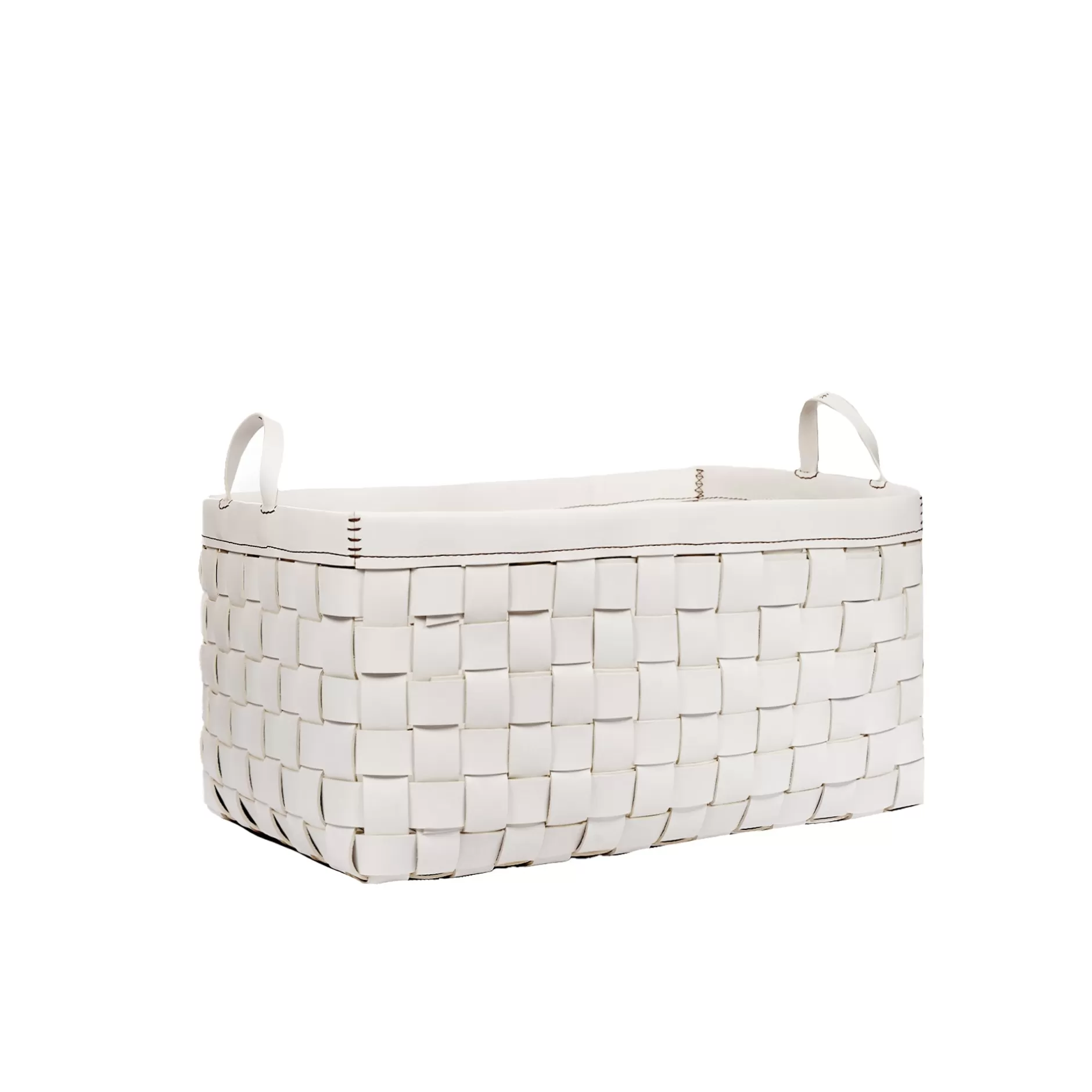 Shop Large Basket Leather White Decor