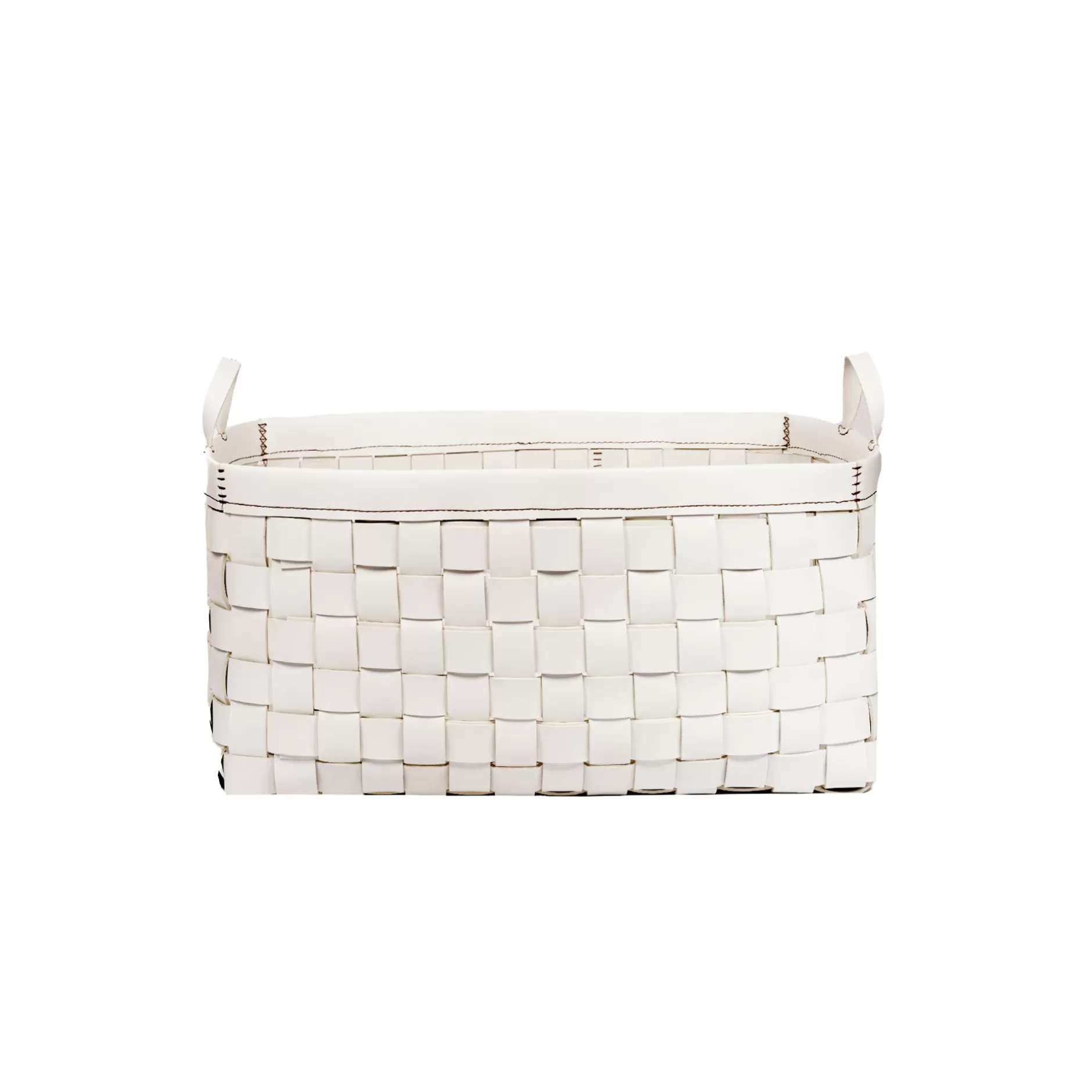 Shop Large Basket Leather White Decor