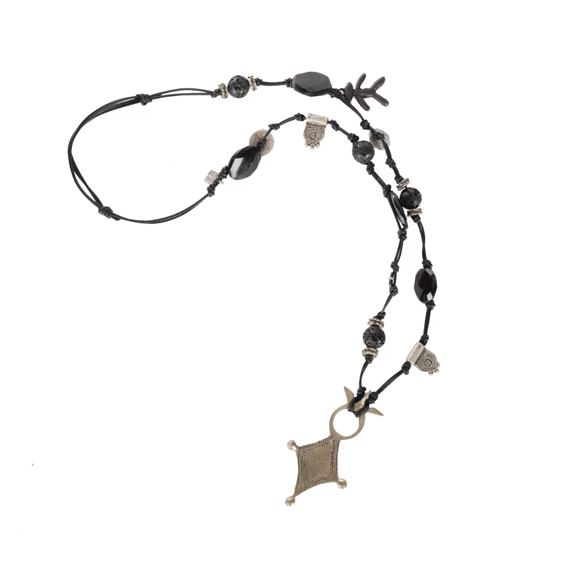 Discount Necklace Kenya Onyx Black Leather Jewelry