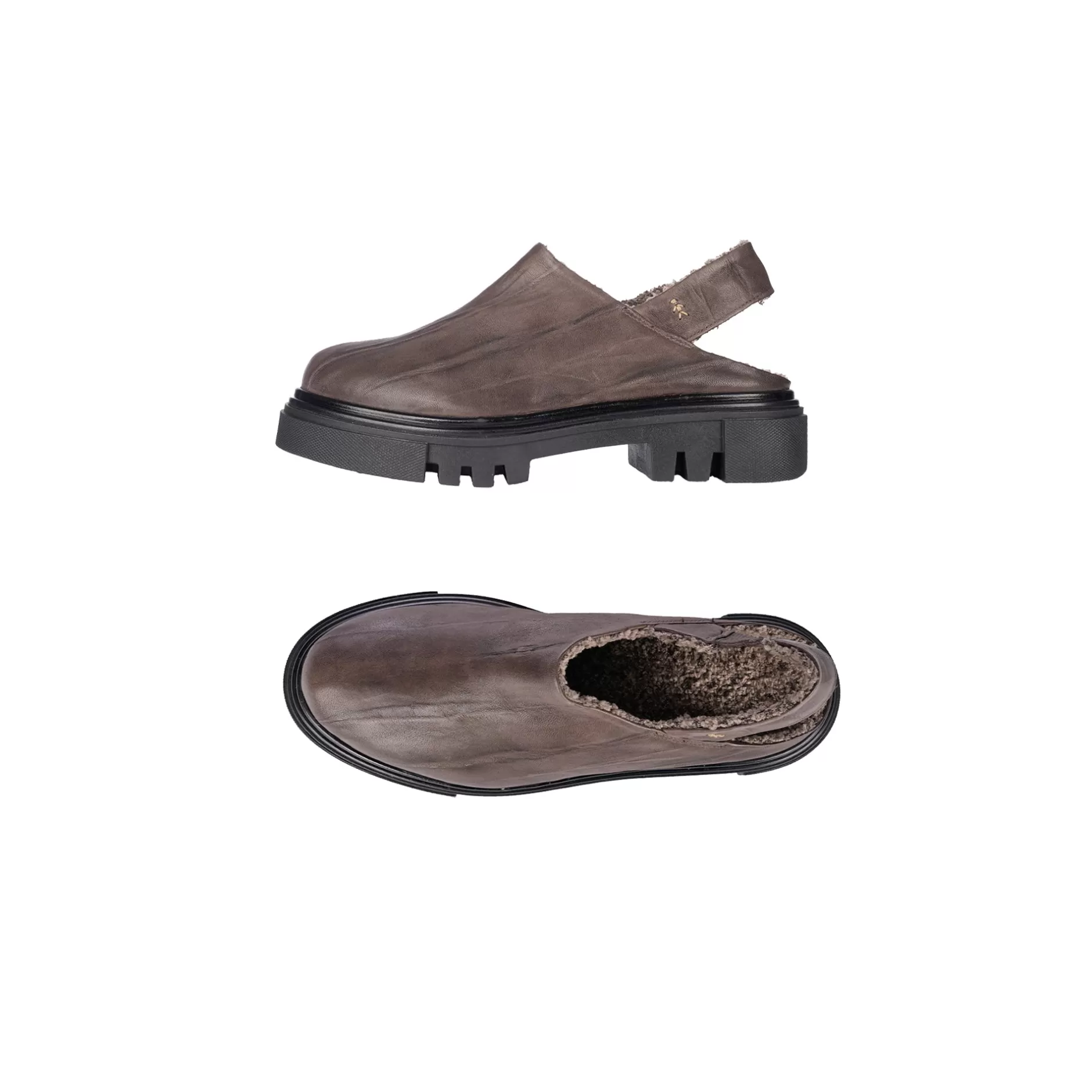 Outlet Open Back Slipper Plissettato Brown Shoes