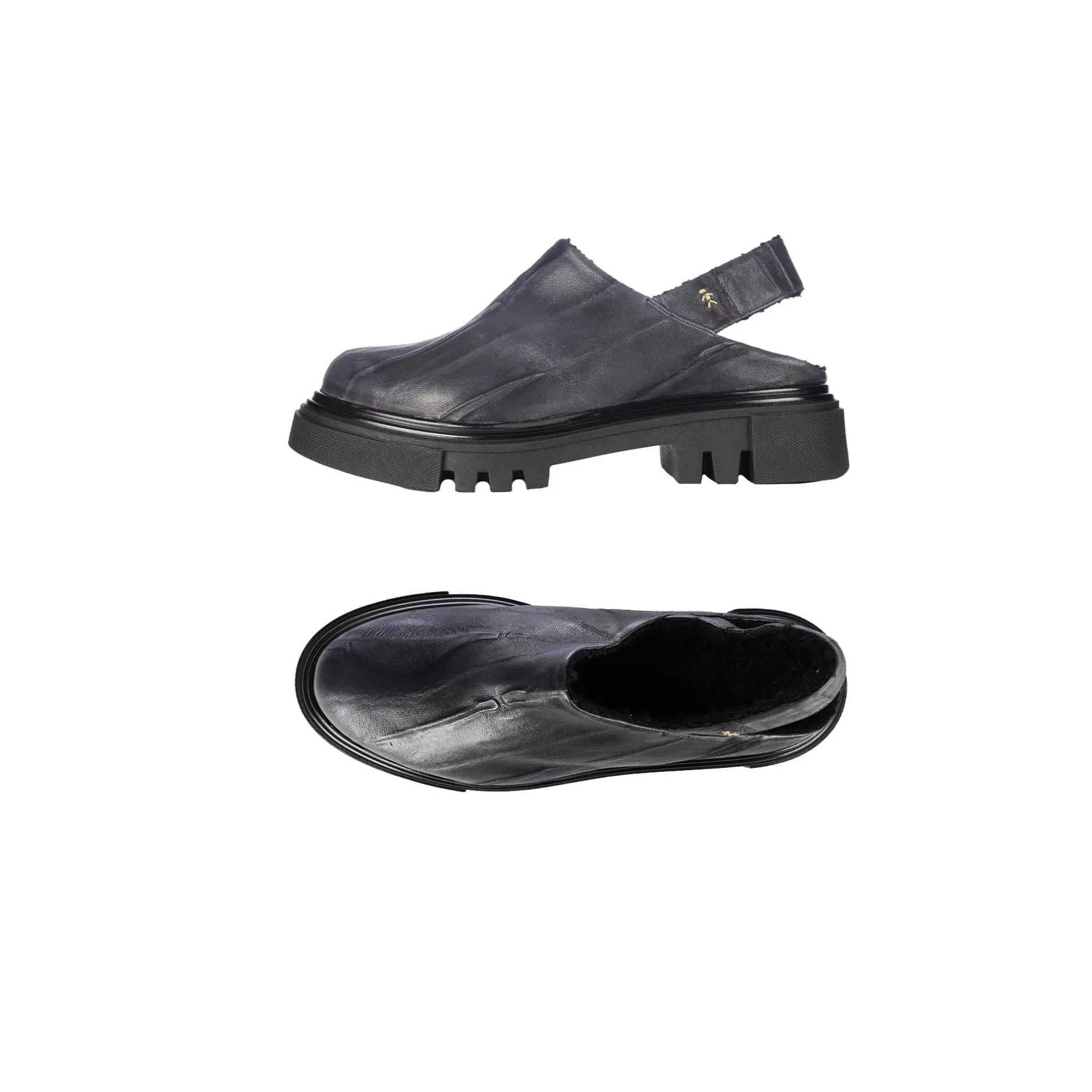 Fashion Open Back Slipper Plissettato Deep Blue Shoes