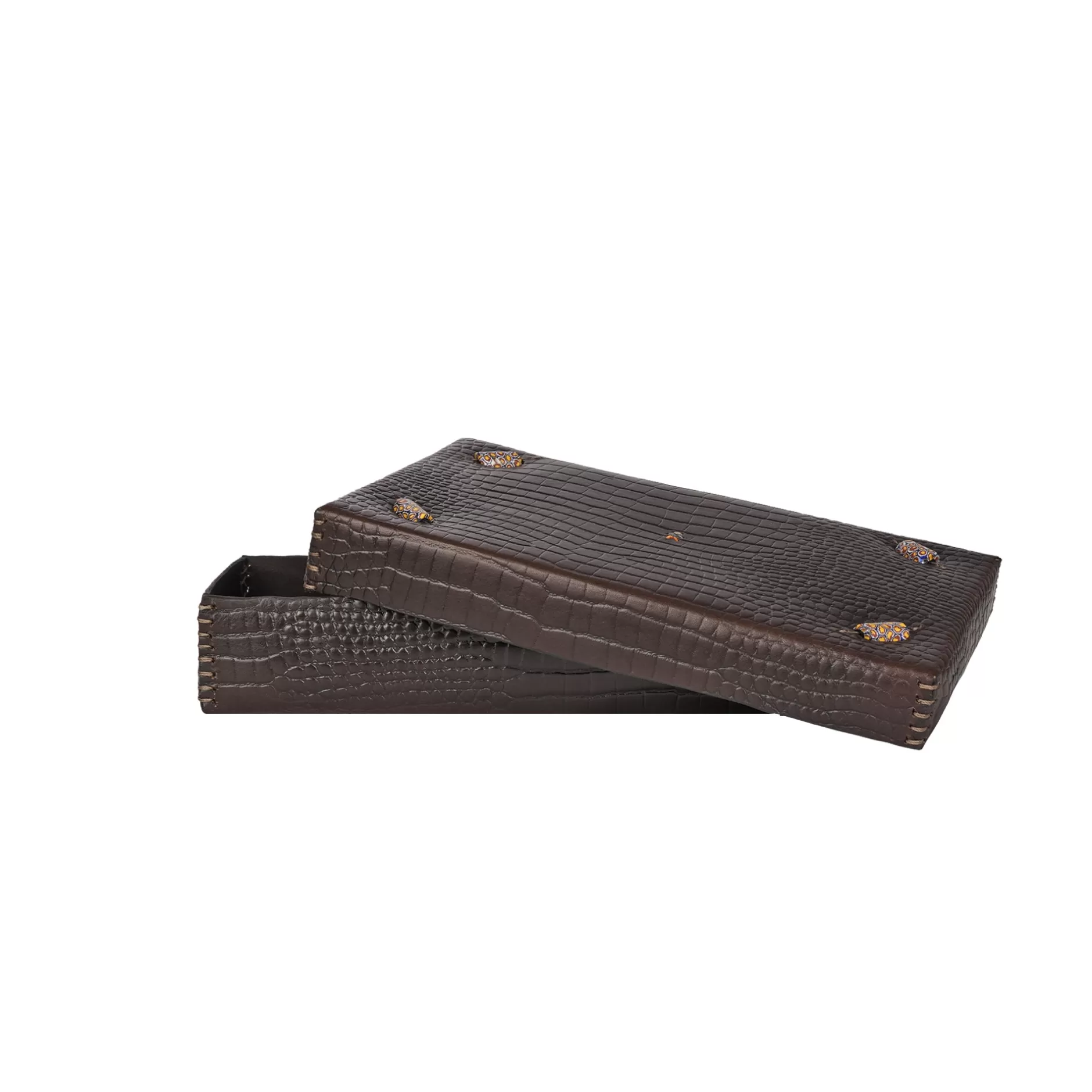 Cheap Rectangular Printed Crocodile Leather Box Dado Murrine Ebony Decor