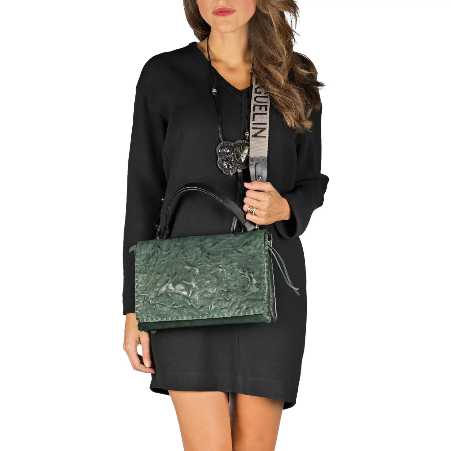 Store Saretta M Hb Vegetal Wash Stropicciato Dark Green Bags